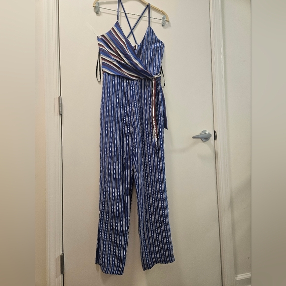 Rag & Bone Felix Stripe Jumpsuit V-neck Criss-Cross back - Picture 5 of 14